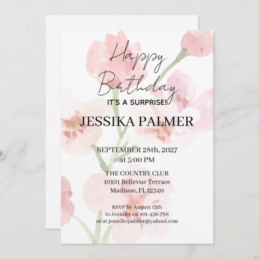 Surprise Birthday Invitation Einladung (Vorne/Hinten)