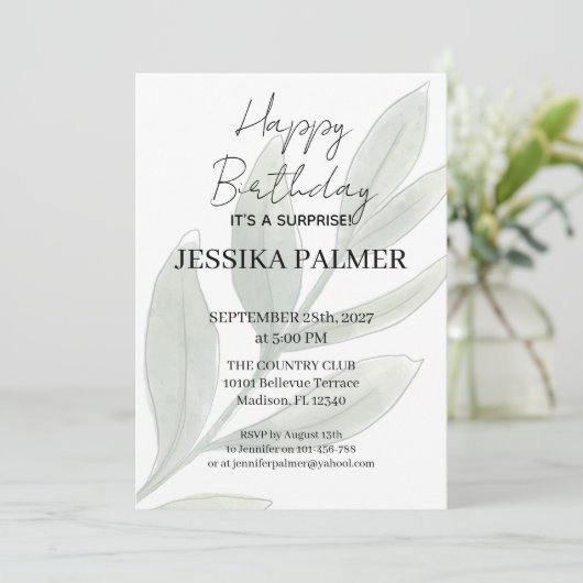 Surprise Birthday Invitation Einladung (Stehend Vorderseite)