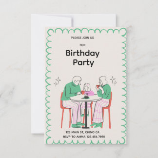 Surprise Birthday Party Navy Blue Watercolor Invit Einladung