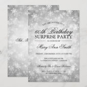 Surprise Birthday Party Silver Winter Wonderland Einladung (Vorne/Hinten)