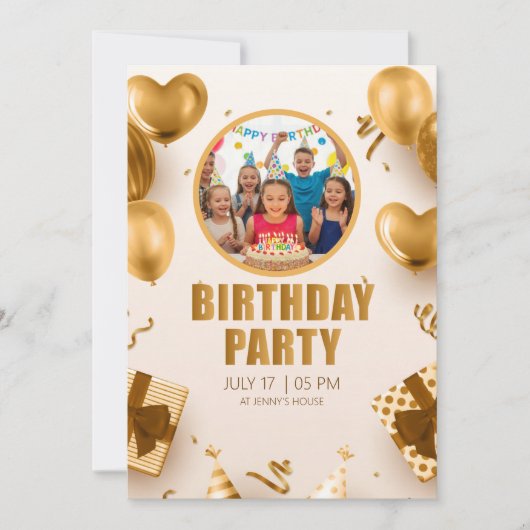 Surprise birthday party with a rose gold design einladung (Vorderseite)
