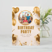 Surprise birthday party with a rose gold design einladung (Stehend Vorderseite)