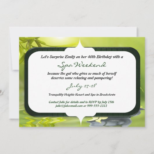 Surprise Birthday Spa Weekend Invitations Einladung (Vorderseite)