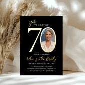Surprise Black and Gold 70th Birthday Party Photo Folieneinladung