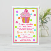 Surprise Candy Cupcake Birthday Invitation Einladung (Stehend Vorderseite)