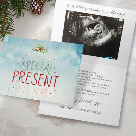 Surprise Christmas Holiday Pregnancy Announcement Karte