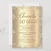 Surprise Gold Glitter 50th Wedding Anniversary Einladung (Vorderseite)