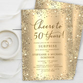 Surprise Gold Glitter 50th Wedding Anniversary Einladung