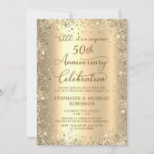 Surprise Gold Glitter 50th Wedding Anniversary Einladung (Vorderseite)