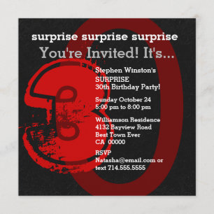 SURPRISE Grunge 30. Geburtstag Rot und Schwarz W20 Einladung