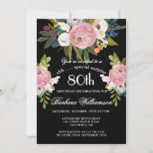 **SURPRISE Handpainted Floral 80th Birthday Party Einladung (Vorderseite)