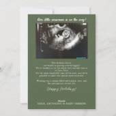 Surprise Holiday Pregnancy Announcement Message Feiertagskarte (Rückseite)