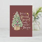 Surprise Holiday Pregnancy Announcement Message Feiertagskarte (Stehend Vorderseite)