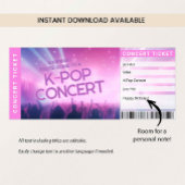 Surprise K-Pop Fan Gift Concert Ticket Reveal Card Einladung