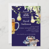 Surprise Navy 40th BBQ Birthday Invitation Einladung (Vorderseite)