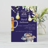 Surprise Navy 40th BBQ Birthday Invitation Einladung (Stehend Vorderseite)
