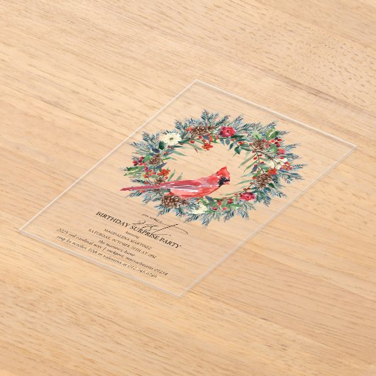 SURPRISE PARTY 21st Birthday Cardinal Wreath Acryleinladungen (Ablage )