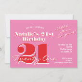 SURPRISE PARTY 21st Birthday Pink Red Minimalist  Einladung (Vorderseite)