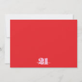 SURPRISE PARTY 21st Birthday Pink Red Minimalist  Einladung (Rückseite)