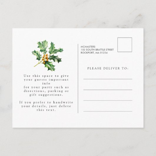 SURPRISE PARTY 75th Birthday December Birth Flower Einladungspostkarte (Rückseite)