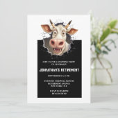 Surprise party | Funny cow retirement business Einladung (Stehend Vorderseite)
