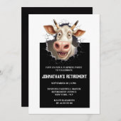Surprise party | Funny cow retirement business Einladung (Vorne/Hinten)