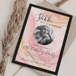 SURPRISE Photo 50th Birthday Blush Pink Marble  Einladung<br><div class="desc">An elegant "50th Birthday" party invitation design with personalized photo,  modern typography and a faux sparkling Marble background.</div>