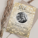 SURPRISE Photo 50th Birthday Gold Sparkle Bokeh Einladung<br><div class="desc">An elegant "50th Birthday" party invitation design with personalized photo,  modern typography and a bokeh lights background.</div>
