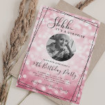 SURPRISE Photo 50th Birthday Hot Pink Bokeh Einladung<br><div class="desc">An elegant "50th Birthday" party invitation design with personalized photo,  modern typography and a bokeh lights background.</div>