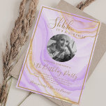 SURPRISE Photo 50th Birthday Party Purple Marble  Einladung<br><div class="desc">An elegant "50th Birthday" party invitation design with personalized photo,  modern typography and a faux sparkling Marble background.</div>