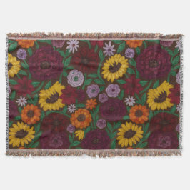 Surprise Song Piano Flowers Painted Boho Floral Decke