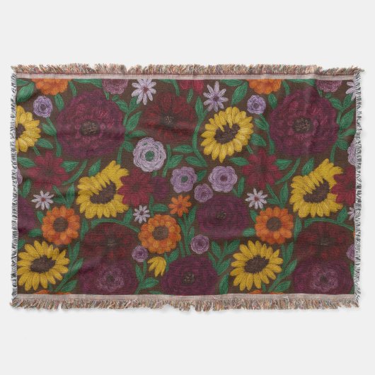 Surprise Song Piano Flowers Painted Boho Floral Decke (Vorderseite)