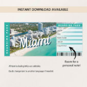 Surprise Trip to Miami Gift Boarding Pass Card Einladung
