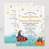 Surprise Wizard Pool Party Einladung (Vorne/Hinten)