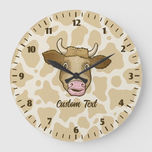 Surprised Cow Large Clock Große Wanduhr (Vorderseite)