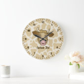 Surprised Cow Large Clock Große Wanduhr (Zuhause)