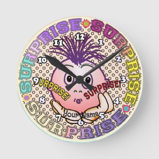 Surprised Face Runde Wanduhr (Vorderseite)