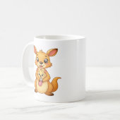 Surprised Kangaroo and Her Baby - Double-Sided Mug Kaffeetasse (Vorderseite Links)