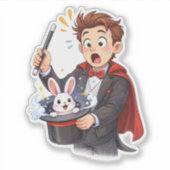 Surprised Magician Rabbit Custom-Cut Vinyl Sticker (Vorderseite)
