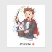 Surprised Magician Rabbit Custom-Cut Vinyl Sticker (Blatt)