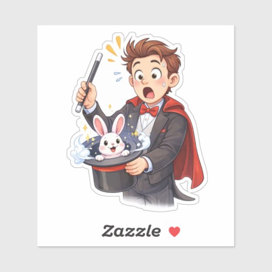 Surprised Magician Rabbit Custom-Cut Vinyl Sticker (Blatt)
