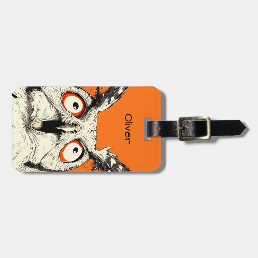 Surprised Owl Illustration Gepäckanhänger (Vorderseite horizontal)