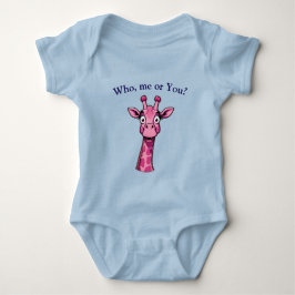 Surprised Pink Giraffe Baby Strampler