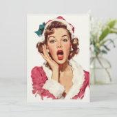 Surprised Retro Christmas Pin-Up Einladung (Stehend Vorderseite)