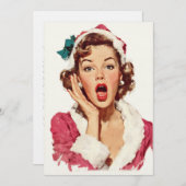 Surprised Retro Christmas Pin-Up Einladung (Vorne/Hinten)