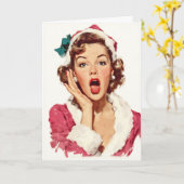 Surprised Retro Christmas Pin-Up Karte (Gelbe Blume)