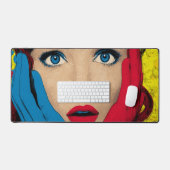 Surprised Woman in Pop Art Schreibtischunterlage (Tastatur & Maus)