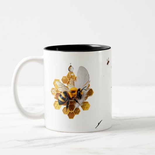 Surreal 3D Ultra-Realistic Bee Feather Honeycomb Zweifarbige Tasse (Links)