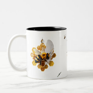 Surreal 3D Ultrarealistische Bienenfeder Waben  Zweifarbige Tasse