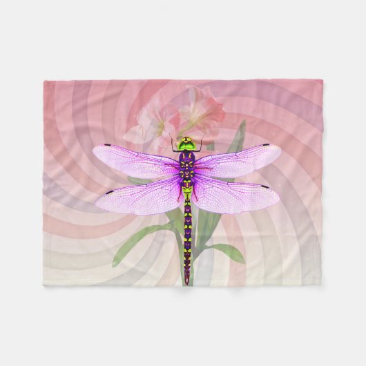 Surreal 60er Theme Dragon Fly Fleecedecke (Vorderseite (Horizontal))